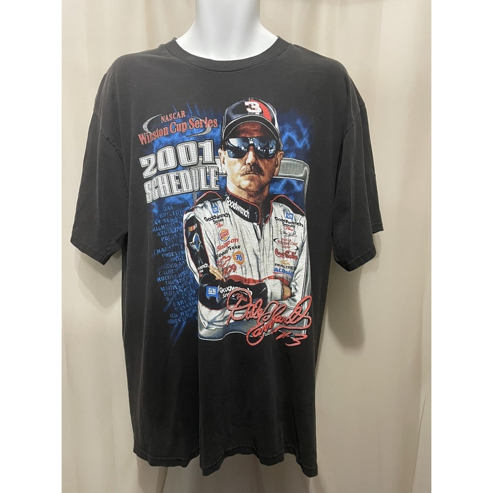 Vintage Dale Earnhardt 2001 NASCAR Winston Cup Schedule T-Shirt XL